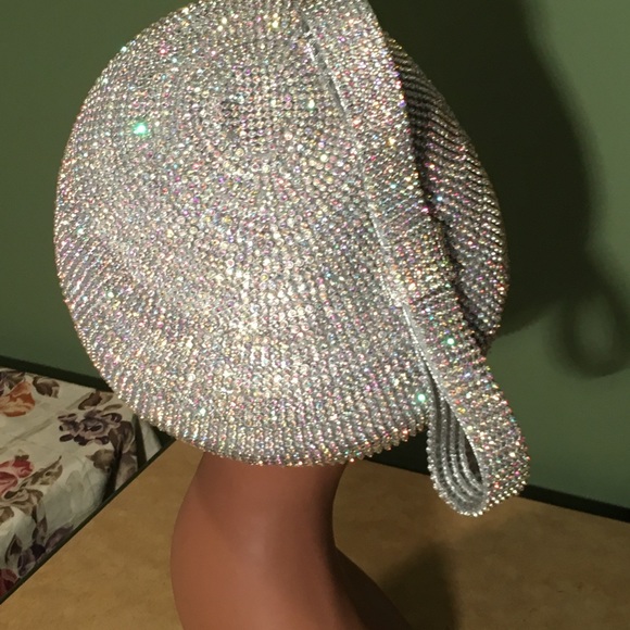 New Stunning CHARM NY A/B Rhinestone Pillbox Church Derby Hat - Picture 3 of 6